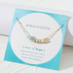 Amazonite Stone of Hope Necklace – Adjustable Gold Chain – Gift for anyone
